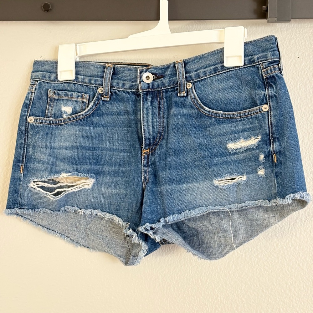 Rag & Bone Blue Distressed Jean Shorts